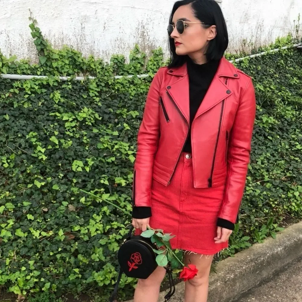 Rag & bone red denim skirt